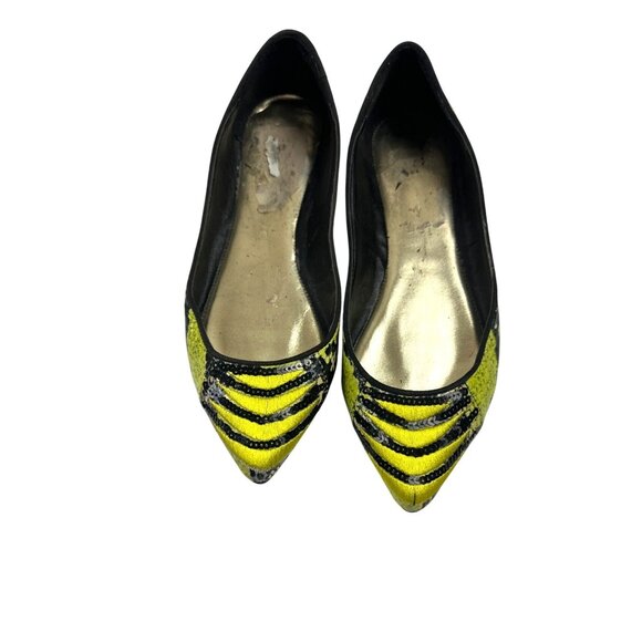 Embroidered Size 6.5 Snake Ballet Casual Flats Green & Black - Picture 2 of 14